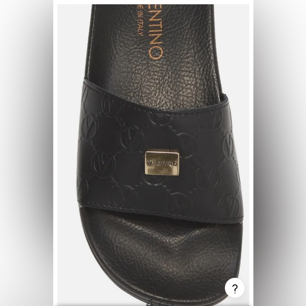 Valentino Women’s NWT Tabitha Black Leather Logo Slip-on Sandals!